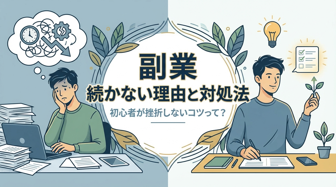 副業 続かない理由と対処法　初心者が挫折しないコツって？